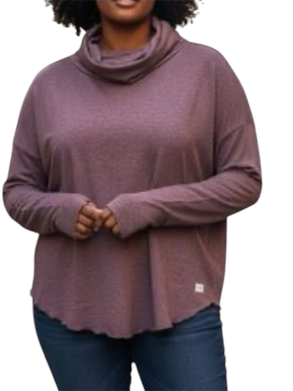 SOYBU So Soft Funnel Neck Heather Plum Blouse